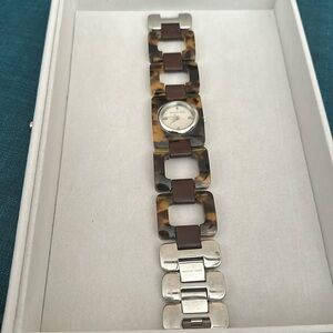 Vintage Y2K Michael Kors Tortoise and silver watch.